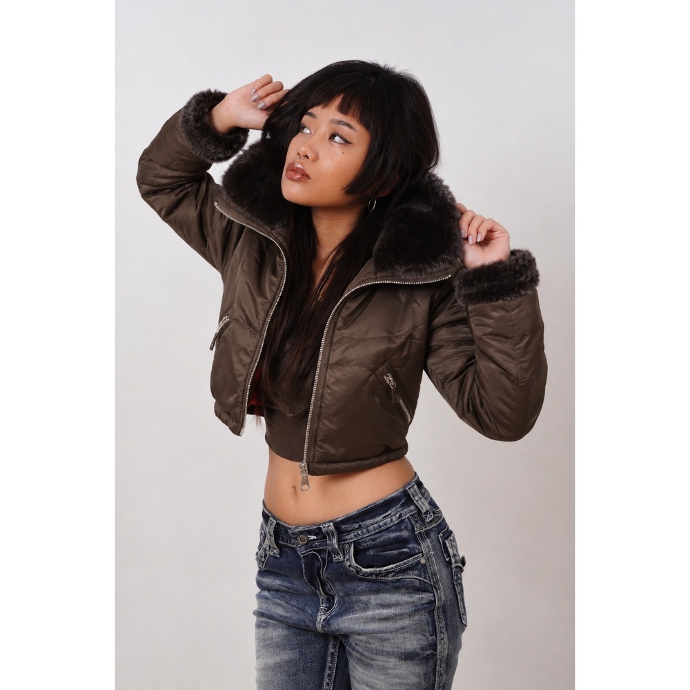 Andrew Marc Puffer Jacket Real Rabbit Fur